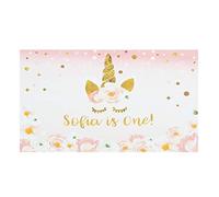 Werse 5x3ft 7x5ft Pink Sofia is One Unicon Newborn Photography Backdrop Studio Prop Background - 90 * 150cm