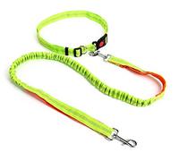 Werse Explosion-Proof Rushed Elastic Nylon Pet Running Traction Rope Hyena - Green+Orange - 2.5 * 124Cm(Rope Length 124-175Cm, Belt 70-128Cm)