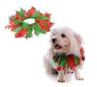 Werse Pet Christmas Supplies/Halloween Ribbon/Christmas Hat Scarf - Red+Green - S