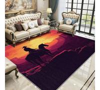 Werstern Rug - Cowboy Sunset Small Rugs for Bedroom 60x90, Wild West Floor Mat Soft Washable Non Slip Indoor Mats