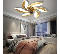 WERSVG Quiet Ceiling Fan with Lighting LED Living Room Lamp Gold Ceiling Light Dimmable 3500K-6500K Bedroom Fan Ceiling Lamp, for Dining Room Bedroom Living Room Ø68cm, 70W