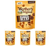 Werther's Original Caramel Blissful Bites, Sweet Caramel With Cookie Crunch Flavour, Vegetarian, 140 g (Pack of 4)