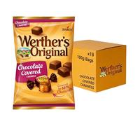 Werther's Original Chocolate Covered Caramels, Smooth Caramel Coated in Rich Chocolate, 100 g (Pack of 18 Bags)