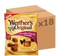 Werther's Original Chocolate Covered Caramels, Smooth Caramel Coated in Rich Chocolate, 100 g (Pack of 18 Bags)