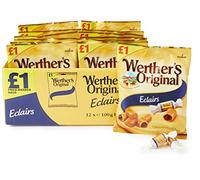Werther's Original Creamy Toffees Eclairs, Deliciously Creamy Center With a Buttery Caramel Shell, Gluten-Free & Vegetarian, 100 g (Pack of 12)