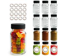 WERTIOO Glass Shot Bottles with Lids - 12 Pack 60ml/2oz Mini Shot Jar with Sticker Juice Bottles for Ginger Shots, Seasoning,DIY Skincare, Travel and Kitchen Storage