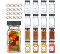 WERTIOO Glass Shot Bottles with Lids - 12 Pack 60ml/2oz Mini Shot Jar with Sticker Juice Bottles for Ginger Shots, Seasoning,DIY Skincare, Travel and Kitchen Storage
