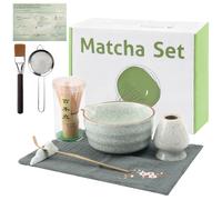 WERTIOO Matcha Whisk Set 8 Pcs with Guide - Matcha Tea Set with Bamboo Whisk, Ceramic Bowl & Spoon, Matcha Making Kit in Gift Box - Gift for Matcha Lovers, Latte Making