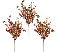 WERTSWF 3pcs Pumpkin Fall Leaf Branch, 65 cm Artificial Pumpkin Stem Autumn Bouquet Dry Flower Twig Picks for DIY Floral Arrangement