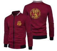 WERUN Classic Men's Jackets Co.bra Kai, Stand Collar Biker Jacket Men, Leisure Thin Coats with Multi Pockets for Outdoor-Red||M