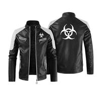 WERUN Mens Clothing Resid.ent Evil, Fashion Full Zip Slim Fit Trucker Jacket, Multi-Pockets Fleece Lined Stand Collar Winter Outwear-Black 3||M