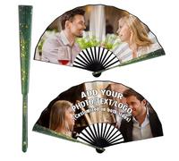 WERWAES Folding Fans with Imitation Ceramic Fan Bone, Custom Text and Photo, Wedding Cosplay Concert Gift, Decorative Accessory for Parties, Performances Festivals & Church Events