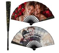 WERWAES Folding Fans with Imitation Ceramic Fan Bone, Custom Text and Photo, Wedding Cosplay Concert Gift, Decorative Accessory for Parties, Performances Festivals & Church Events