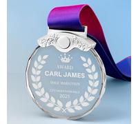 WERWAES Personalised Medals For Children And Adults With Gift Box | Custom Text And Logo | Gold Silver Bronze Sports Day Winners Medals For School Competitions Events (Silver)