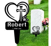 WERWAES Personalised Memorial Marker, 18 cm x 31.7 cm, Custom Metal Ornament for Graves & Garden - Personalised with Name & Message, Honour Loved Ones or Pets in Memory Gardens