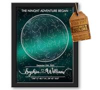 WERWAES Personalised Star Map - The Night We Met Custom Sky Print with Names & Date, Framed Constellation Gift for Him or Her - Valentine’s, Wedding, Birthday Present