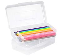 Werwing 2 Pack Stackable Clear Plastic Pencil Box - Large Capacity Snap-Lid Storage Container for School & Office Supplies, Durable Crayon Organizer with Anti-Slip Base