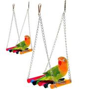 Werwing 2 Pcs Bird Cage Hammock & Swing | Colourful Chew Toys for Parakeets, Cockatiels, Lovebirds | Hanging Perch, Ladder & Bird Bed Cage Accessories