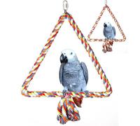 Werwing 2 PCS Triangle Rope Swing & Perch Set | Ceiling-Mountable Bird Cage Toy for Parrots, Conures, Parakeets | Cotton Hammock & Climbing Accessories