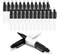 Werwing 24-Pack Mini Permanent Markers with Keychain Clips - Badge-Reel Sharpie for Nurses, Portable Ink Pens for Office, School, Outdoor Activities (Black)