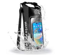 Werwing 2L Waterproof Dry Bag Roll Top Backpack & Phone Pouch for Swimming, Kayak, Camping, Beach, Fishing, Travel - Black