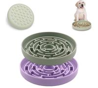 Werwing 2PCS Slow Feeder Dog Bowl - 7.5" Silicone Maze Puzzle Bowl with Suction Base to Slow Down Fast Eaters, Aid Digestion & Reduce Anxiety for Small/Medium Breeds