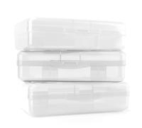 Werwing 3 Pack Stackable Clear Plastic Pencil Box - Large Capacity Snap-Lid Storage Container for School & Office Supplies, Durable Crayon Organizer with Anti-Slip Base