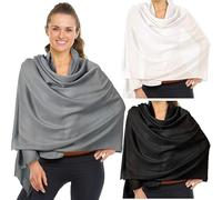 Werwing 3-Pack Sun Shawl for Women - Lightweight Beach & Travel Shawl Wrap, Versatile Evening Dress Elegance Scarf, Essential for Summer Vacations (White+Black+Grey, 70”x27”)