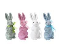 Werwing 4 Pcs Easter Gold Glitter Bunny Figurines, Flocked Foam Decor with Bows, Spring Home Table Centerpiece Decorations