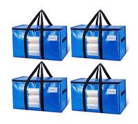 Werwing 4 Pcs Extra Large Moving Bags - Heavy Duty, Convenient and Multifunctional Totes for Storage with Visible Window, Wrap Around Handles for Space Saving