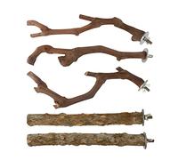 Werwing 5 PCS Natural Wooden Bird Perch Set - Ideal for Parakeets, Cockatiels & Small to Medium Birds - Create a Natural Habitat