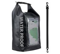Werwing 5L Waterproof Dry Bag Roll Top Backpack & Phone Pouch for Swimming, Kayak, Camping, Beach, Fishing, Travel - Black