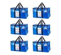 Werwing 6 Pcs Extra Large Moving Bags - Heavy Duty, Convenient and Multifunctional Totes for Storage with Visible Window, Wrap Around Handles for Space Saving