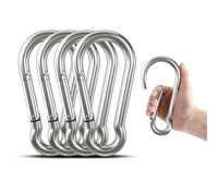 Werwing 7" Large Carabiner Clips (4-Pack) - 304 Stainless Steel Heavy Duty Spring Snap Hooks 705lbs for Camping, Hiking, Gym, Hammock, Weight Lifting