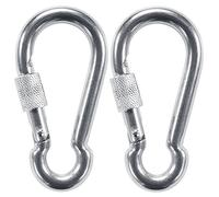 Werwing 7in Screw Locking Carabiner - Heavy Duty Carabiner Clips, Galvanized Iron Large Caribiner for Camping, Swing, Hammock, Hiking, 2pcs