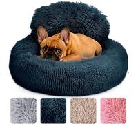 Werwing Anxiety Bed for Dogs, Round Bed, Non-Slip and Washable, Donut-Shaped Bed for Small, Medium and Large Dogs, Artificial Fur Bed, 60 Cm, for Animals Up to 25 Kg, Dark Grey