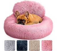 Werwing Anxiety Bed for Dogs, Round Bed, Non-Slip and Washable, Donut-Shaped Bed for Small, Medium and Large Dogs, Artificial Fur Bed, Plush, 60 Cm, for Animals Up To 25 Lbs, Pink