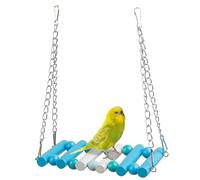Werwing Bird Swing & Perch Stand - Natural Wooden Hanging Toys for Parakeets, Cockatiels, Lovebirds | Multi-Functional Cage Accessories, Chewable Perch & Bird Bed