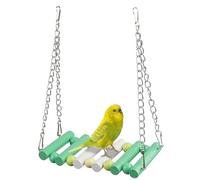 Werwing Bird Swing & Perch Stand - Natural Wooden Hanging Toys for Parakeets, Cockatiels, Lovebirds | Multi-Functional Cage Accessories, Chewable Perch & Bird Bed