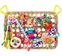 Werwing Bird Toys for Parrots & Parakeets - Natural Seagrass Hammock with Foraging & Shredding Toys | Chewable Playground, Swing & Perch for Cockatiel, Lovebird