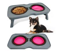 Werwing Collapsible Dog Bowls 2-in-1 Elevated Feeder with Stand | Portable, Foldable Travel Bowls for Small to Large Dogs & Cats | Non-Slip, Easy-Clean Design for Indoor & Outdoor Use
