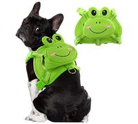 Werwing Cute Frog Dog Harness with Backpack Carrier - Breathable No-Pull Vest for Small Dogs, Adjustable Pet Bookbag for Hiking, Travel and Daily Walks