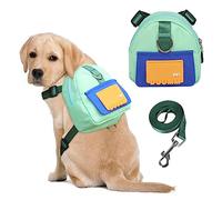 Werwing Dog Backpack Harness with Leash - Adjustable No-Pull Pet Carrier for Small/Medium Dogs, Built-In Poop Bag Dispenser & Breathable Cushioned Design for Hiking, Walking, Travel