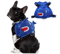 Werwing Dog Harness Backpack - Adjustable Breathable Shark Design, No-Pull Pet Carrier Vest for Small & Medium Dogs, Outdoor Hiking Travel Bookbag with D-Ring