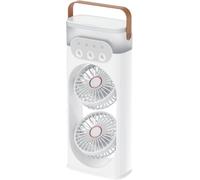 Werwing Dual Head Mist Cooling Fan - 12H Ultra-Quiet, 400mL & 180° Rotation & Sleep Mode for Indoor/Outdoor Use (White)