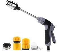 WERWING Garden Hose Nozzle, Pressure Washer 360° Rotating with Long Rod & 3 Adapters, Leak-Proof Adjustable Spray Modes for Car Washing Patio Cleaning, Compatible with Standard Garden Hoses