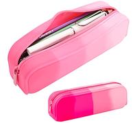 Werwing Gradient Pink Silicone Pencil Case, Waterproof Aesthetic Makeup Pouch - Compact Portable Organizer for Women Men, School Office Travel Essentials, Stylish Cosmetic Bag & Pen Case