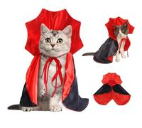 Werwing Halloween Vampire Cape for Cats and Small Dogs - Adjustable Pet Costume Cloak with Wizard Design, Funny Cosplay Party Accessory, 2Pcs