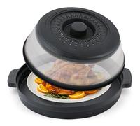 Werwing Magnetic Microwave Splatter Cover with Water Steamer & Base Mat - 10.5 Inch BPA-Free Collapsible Lid, Splash Guard, and Heat-Resistant Plate Holder for Effortless Cooking