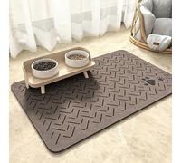 Werwing Pet Feeding Mat - 19"x12" No-Stain Quick-Dry Dog Bowl Mat, Waterproof Non-Slip Placemat for Messy Drinkers, Durable Rubber Backing Floor Protector